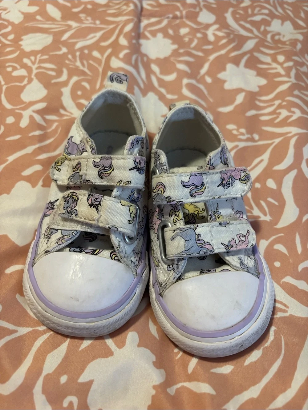 Converse Kids Unicorn Canvas Sneakers - White with Pastel Pink & Lavender